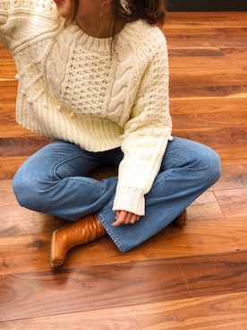 「N.（N. Natural Beauty Basic）（エヌエヌナチュラルビューティーベーシック）の◆ケーブルポップコーンニット（ニット/セーター、ホワイト系）」を使った、meeeeeさん（レディース・160cm）の冬コーディネート