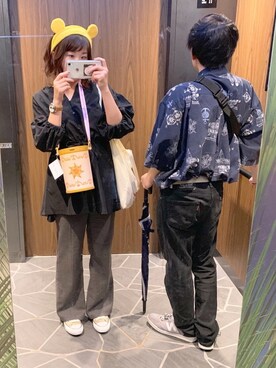 「disney」｜「アイテム（アナログ腕時計）」を使った、chaaaanmomoさん（レディース・157cm）の秋コーディネート