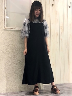 「お呼ばれ」｜「アイテム（ジャンパースカート）」を使った、meaningさん（レディース・157cm）の春コーディネート