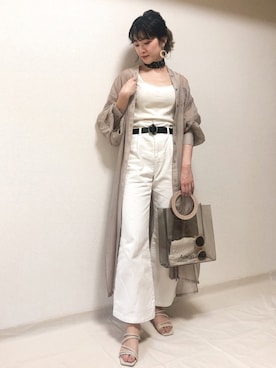 「ロングシャツ」｜「アイテム（財布/小物）」を使った、meaningさん（レディース・157cm）の春コーディネート
