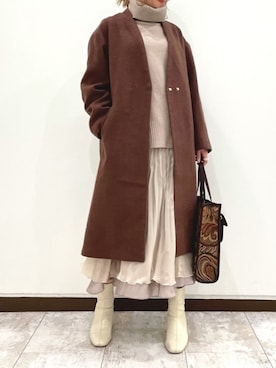 「mysty woman（ミスティウーマン）のアイテム（その他アウター）」を使った、meaningさん（レディース・157cm）の冬コーディネート