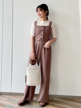 「mysty woman（ミスティウーマン）のアイテム（オールインワン・サロペット）」を使った、meaningさん（レディース・157cm）の春コーディネート