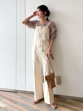 「mysty woman（ミスティウーマン）のアイテム（オールインワン・サロペット）」を使った、meaningさん（レディース・157cm）の春コーディネート