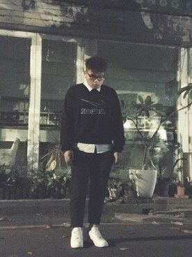 「NIKE（ナイキ）のアイテム（トップス、ブラック系）」を使った、Dondsing さん（メンズ・184cm）の秋コーディネート