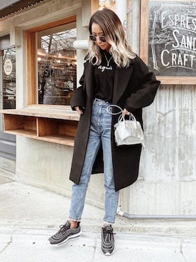 「MOUSSY（マウジー）のMVS SKINNY（デニムパンツ）」を使った、MARIさん（レディース・160cm）の冬コーディネート