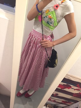 「Yves Saint Laurent（イヴサンローラン）のアイテム（スカート）」を使った、まいきゃみそさん（レディース・172cm）の夏コーディネート