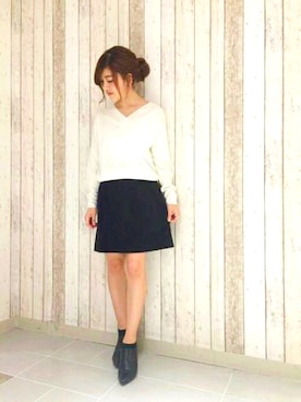 「Vネック」｜UNRELISH　OFFICIALさん（レディース・155cm）の冬コーディネート