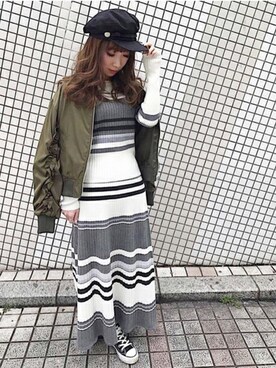 「UNRELISH」｜「アイテム（MA-1）」を使った、UNRELISH　OFFICIALさん（レディース・153cm）の春コーディネート