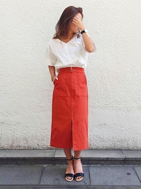 「UNRELISH（アンレリッシュ）のアイテム（スカート）」を使った、UNRELISH　OFFICIALさん（レディース・155cm）の夏コーディネート