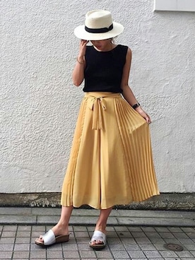 「プリーツ」｜UNRELISH　OFFICIALさん（レディース・155cm）の夏コーディネート