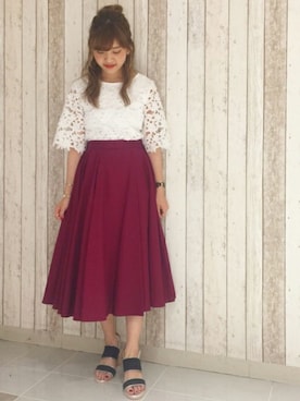 「UNRELISH（アンレリッシュ）のアイテム（スカート）」を使った、UNRELISH　OFFICIALさん（レディース・155cm）の夏コーディネート