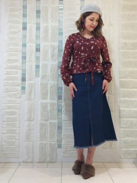 「フリンジ」｜「アイテム（ハンチング/ベレー帽）」を使った、UNRELISH　OFFICIALさん（レディース・167cm）の秋コーディネート