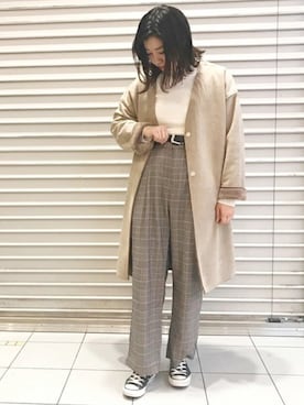 「UNRELISH」｜「アイテム（ムートンコート）」を使った、UNRELISH　OFFICIALさん（レディース・160cm）の冬コーディネート