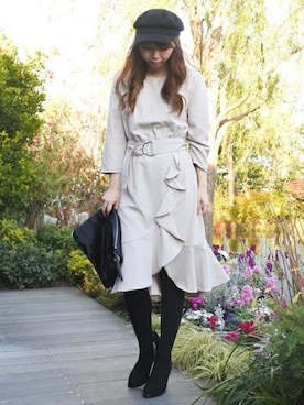 「ファークラッチ」｜「アイテム（キャスケット）」を使った、UNRELISH　OFFICIALさん（レディース・160cm）の冬コーディネート