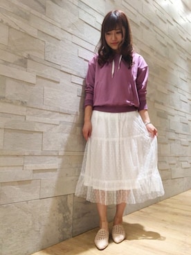 「UNRELISH（アンレリッシュ）のアイテム（スカート）」を使った、UNRELISH　OFFICIALさん（レディース・153cm）の春コーディネート