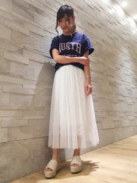 「UNRELISH（アンレリッシュ）のアイテム（スカート）」を使った、UNRELISH　OFFICIALさん（レディース・153cm）の春コーディネート