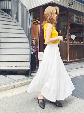 「UNRELISH（アンレリッシュ）のアイテム（スカート）」を使った、UNRELISH　OFFICIALさん（レディース・155cm）の夏コーディネート