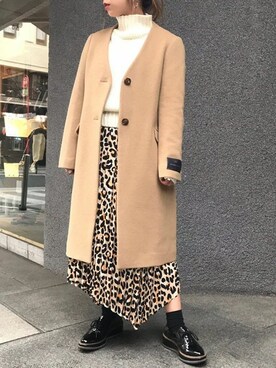 「アシンメトリー」｜「アイテム（チェスターコート）」を使った、UNRELISH　OFFICIALさん（レディース・153cm）の秋コーディネート