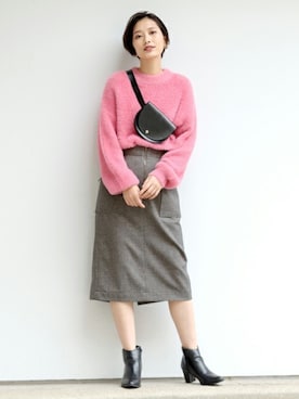 「UNRELISH（アンレリッシュ）のアイテム（スカート）」を使った、UNRELISH　OFFICIALさん（レディース・166cm）の冬コーディネート