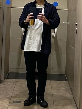 「JIL SANDER（ジルサンダー）のアイテム（シャツ/ブラウス、ブルー系）」を使った、よだいめさん（メンズ・161cm）の秋コーディネート