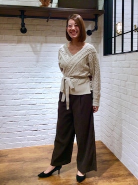 「お呼ばれ」｜「アイテム（タンクトップ）」を使った、ルクールブラン横浜ジョイナス店スタッフさん（レディース・152cm）の秋コーディネート