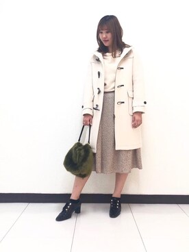 「女子会」｜「アイテム（ダッフルコート）」を使った、ルクールブラン横浜ジョイナス店スタッフさん（レディース・169cm）の秋コーディネート