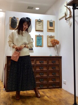 ルクールブラン横浜ジョイナス店スタッフさん（レディース・156cm）の冬コーディネート