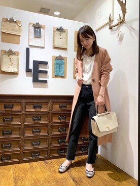 「お呼ばれ」｜「アイテム（その他アウター）」を使った、ルクールブラン横浜ジョイナス店スタッフさん（レディース・161cm）の春コーディネート