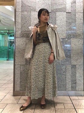 「マーメイド」｜「アイテム（ブルゾン）」を使った、ルクールブラン横浜ジョイナス店スタッフさん（レディース・156cm）の春コーディネート