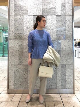 「お呼ばれ」｜「アイテム（ノーカラージャケット）」を使った、ルクールブラン横浜ジョイナス店スタッフさん（レディース・152cm）の春コーディネート