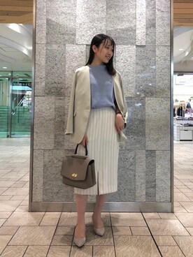 「お呼ばれ」｜「アイテム（ノーカラージャケット）」を使った、ルクールブラン横浜ジョイナス店スタッフさん（レディース・156cm）の春コーディネート
