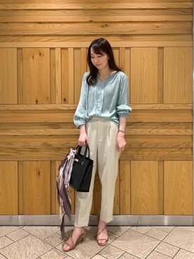 「お呼ばれ」｜「アイテム（スラックス）」を使った、ルクールブラン横浜ジョイナス店スタッフさん（レディース・161cm）の夏コーディネート