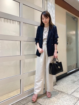 「お呼ばれ」｜「アイテム（Tシャツ/カットソー）」を使った、ルクールブラン横浜ジョイナス店スタッフさん（レディース・161cm）の夏コーディネート