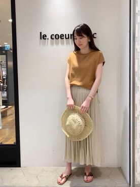 「お呼ばれ」｜「アイテム（Tシャツ/カットソー）」を使った、ルクールブラン横浜ジョイナス店スタッフさん（レディース・161cm）の夏コーディネート
