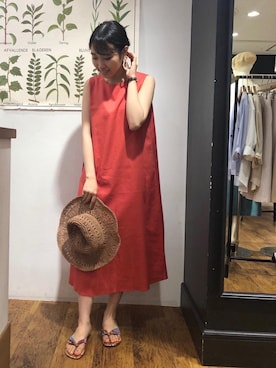 「お呼ばれ」｜「アイテム（帽子）」を使った、ルクールブラン横浜ジョイナス店スタッフさん（レディース・156cm）の夏コーディネート