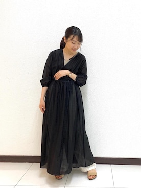 「お呼ばれ」｜「アイテム（タンクトップ）」を使った、ルクールブラン横浜ジョイナス店スタッフさん（レディース・156cm）の夏コーディネート