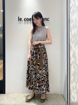 「お呼ばれ」｜「アイテム（Tシャツ/カットソー）」を使った、ルクールブラン横浜ジョイナス店スタッフさん（レディース・161cm）の夏コーディネート