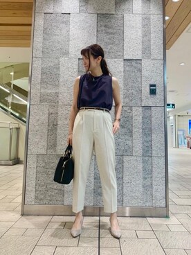 「お呼ばれ」｜「アイテム（スラックス）」を使った、ルクールブラン横浜ジョイナス店スタッフさん（レディース・157cm）の夏コーディネート