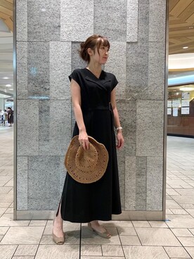 「お呼ばれ」｜「アイテム（帽子）」を使った、ルクールブラン横浜ジョイナス店スタッフさん（レディース・157cm）の夏コーディネート