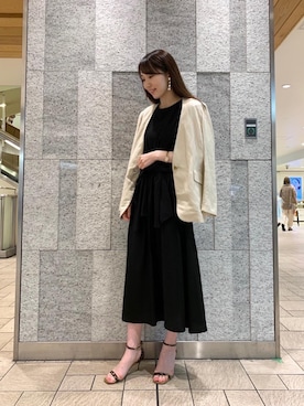 「お呼ばれ」｜「アイテム（ノーカラージャケット）」を使った、ルクールブラン横浜ジョイナス店スタッフさん（レディース・161cm）の夏コーディネート