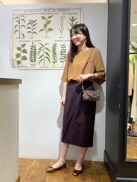 「お呼ばれ」｜「アイテム（バレエシューズ）」を使った、ルクールブラン横浜ジョイナス店スタッフさん（レディース・161cm）の秋コーディネート