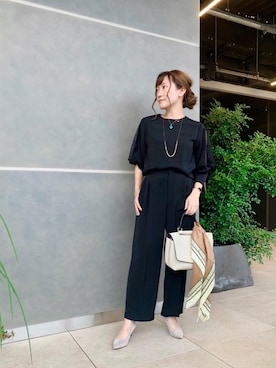 「お呼ばれ」｜「アイテム（財布/小物）」を使った、ルクールブラン横浜ジョイナス店スタッフさん（レディース・157cm）の秋コーディネート