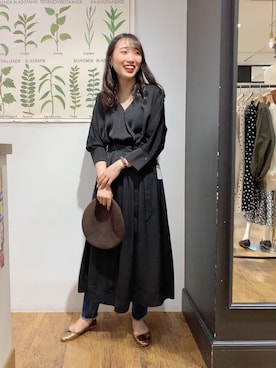 「スタッフセンバツ」｜「アイテム（バレエシューズ）」を使った、ルクールブラン横浜ジョイナス店スタッフさん（レディース・156cm）の秋コーディネート