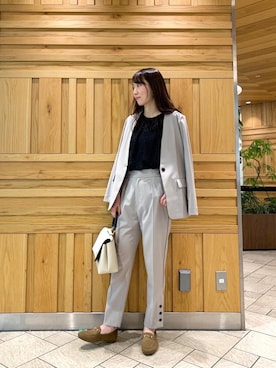 「スタッフセンバツ」｜「アイテム（ノーカラージャケット）」を使った、ルクールブラン横浜ジョイナス店スタッフさん（レディース・161cm）の秋コーディネート