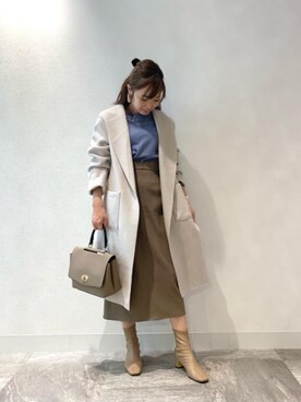 「お呼ばれ」｜「アイテム（その他アウター）」を使った、ルクールブラン横浜ジョイナス店スタッフさん（レディース・157cm）の秋コーディネート