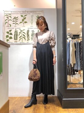 「Perle Peche（ペルルペッシュ）のアイテム」を使った、ルクールブラン横浜ジョイナス店スタッフさん（レディース・157cm）の秋コーディネート