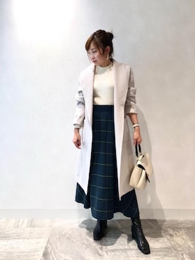 「お呼ばれ」｜「アイテム（その他アウター）」を使った、ルクールブラン横浜ジョイナス店スタッフさん（レディース・157cm）の秋コーディネート