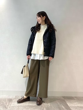 「ニットベスト」｜「アイテム（ナイロンジャケット）」を使った、ルクールブラン横浜ジョイナス店スタッフさん（レディース・161cm）の秋コーディネート