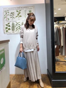 「お呼ばれ」｜「アイテム（Tシャツ/カットソー）」を使った、ルクールブラン横浜ジョイナス店スタッフさん（レディース・157cm）の秋コーディネート