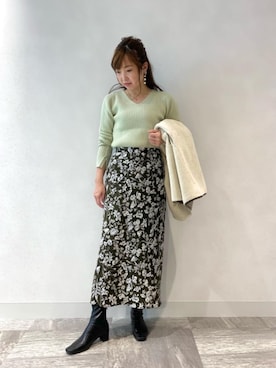「女子会」｜「アイテム（ムートンコート）」を使った、ルクールブラン横浜ジョイナス店スタッフさん（レディース・157cm）の秋コーディネート